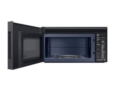 30" Samsung 2.1 Cu. Ft. Over-the-Range Microwave with Edge to Edge Glass Display in Matte Black Steel - ME21DG6500MTAC