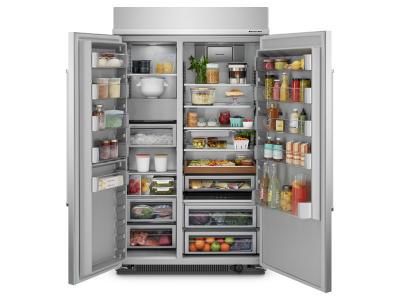 48" KitchenAid 30 Cu. Ft. Built-In Side-by-Side Refrigerator with PrintShield Finish - KBSN708MPS