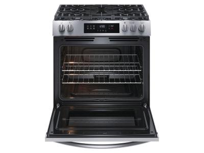 30" Frigidaire Front Control Freestanding Gas Range in Stainless Steel - FCFG3062AS