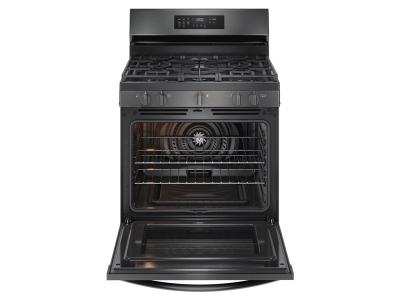 30" Frigidaire Gas Range with Air Fry in Black Stainless Steel - FCRG3083AD